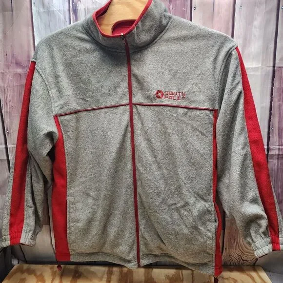 Vintage Southpole Jacket Men XL Red Gray Fleece Reversible Puffer Jacket 54x29 - Picture 5 of 11
